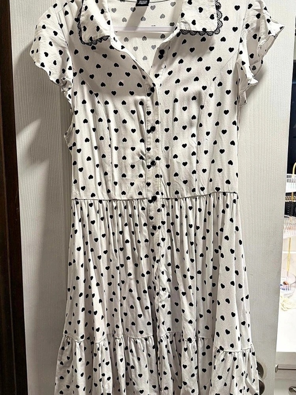 HOT TOPIC White & Black Heart Collar Dress Mini White & Black Large